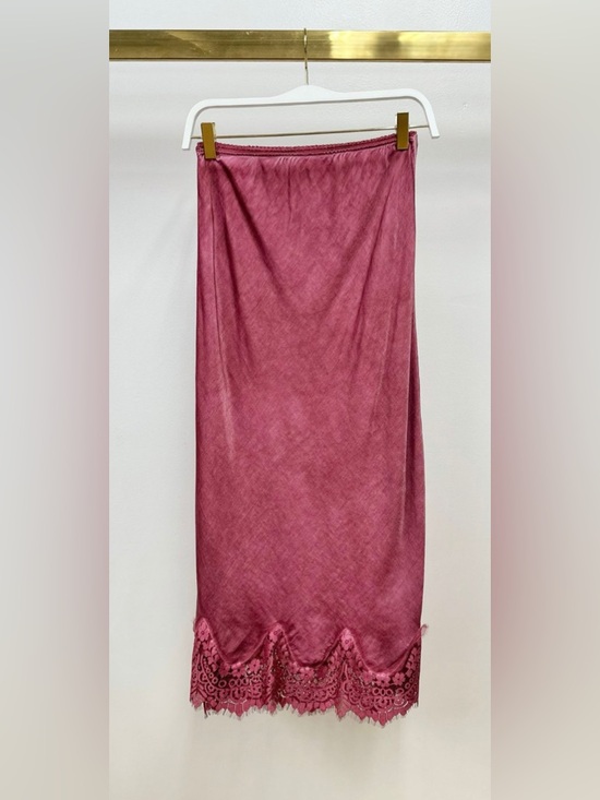 Milio Milano Dresses & Skirts - (235132/6292-WINE) VISCOSE MAXI SKIRT WITH LACE HEM